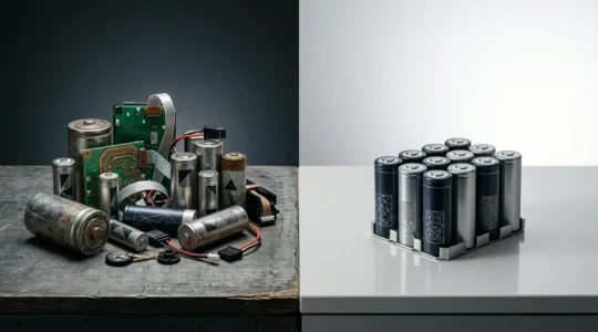 Comparaison visuelle de batteries de vélos électriques montrant l'évolution technologique entre 2018 et 2024