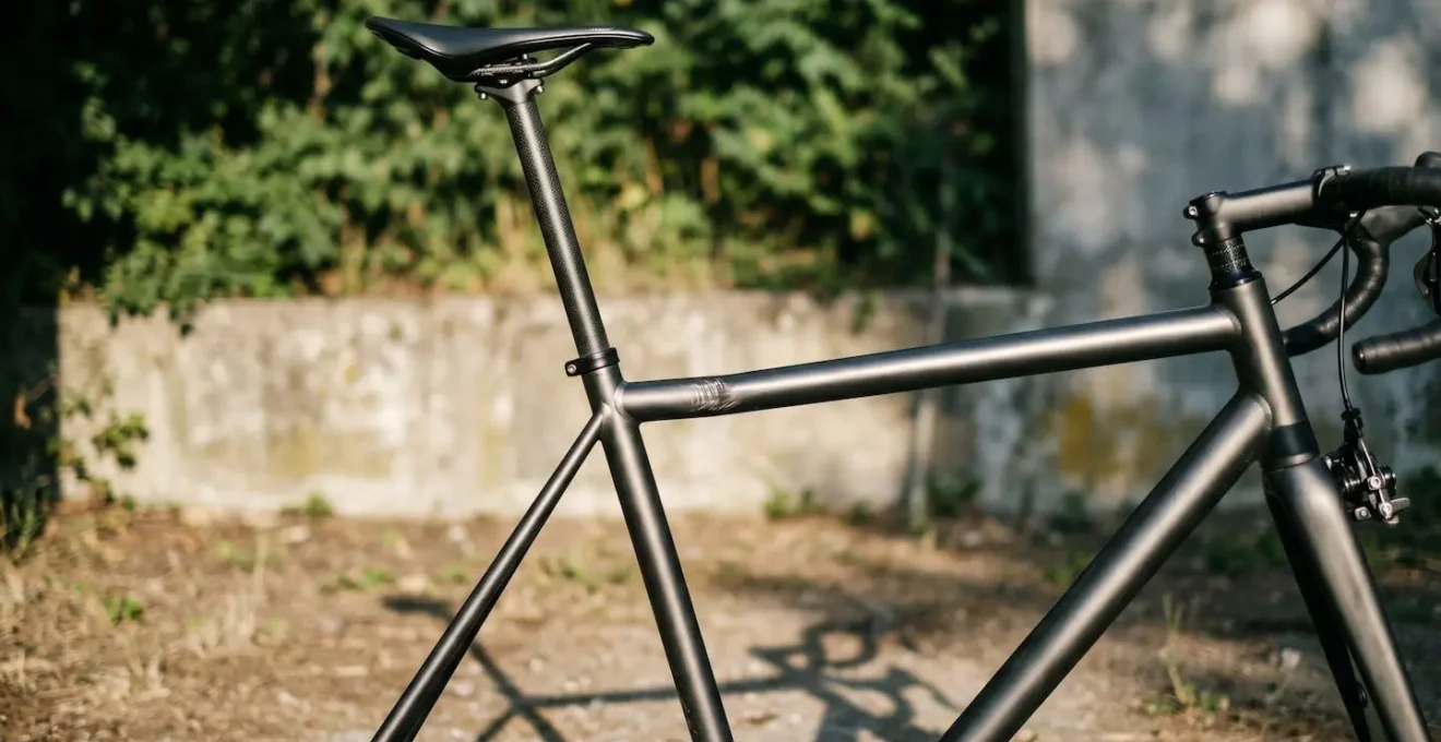 Vue latérale montrant l'effet de levier dangereux d'une tige de selle trop sortie sur le cadre