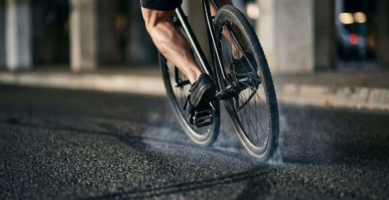 Démonstration de la technique de skid sur fixie avec transfert de poids vers l'avant